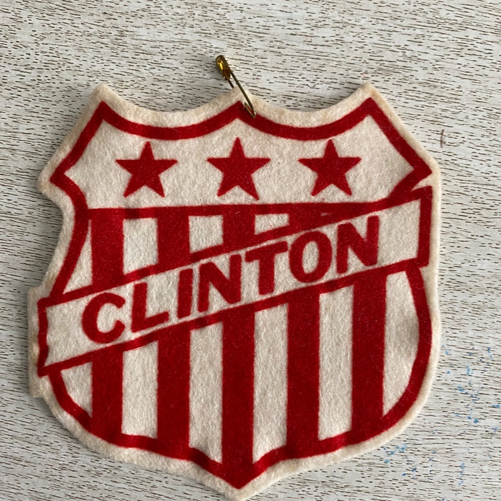 Vintage Sweater Varsity Name Patch The Felt Crafters “Clinton“ 1940s-50s